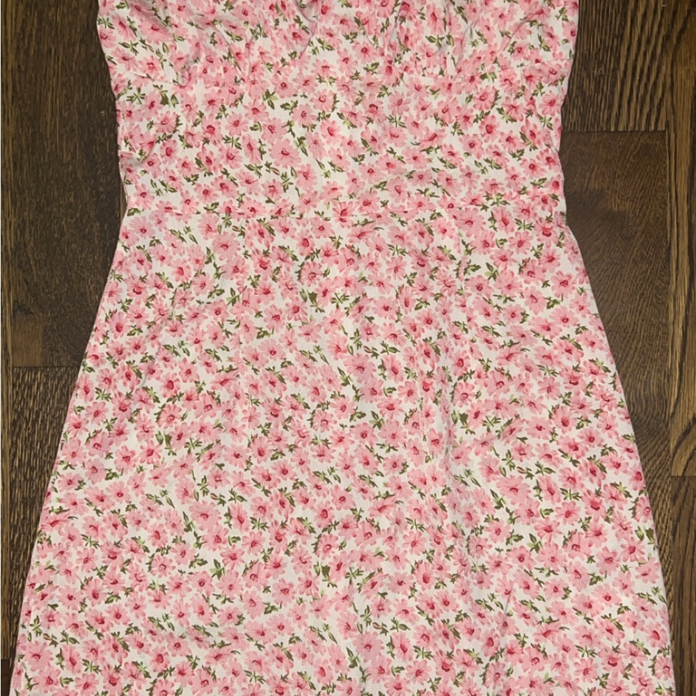 SHEIN Pink and White Strapless Sundress